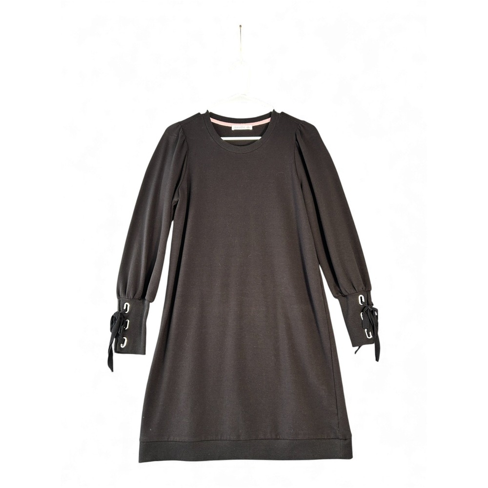 Blue Orchid Black Long‎ Sleeve Crew Neck Dress Lace Up Cuff Detail Size S